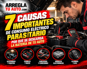 Diagnóstico de consumo eléctrico parasitario que descarga la batería del auto